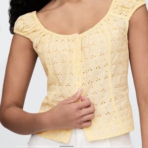 NEW WITH TAGS Yellow Eyelet Women’s Top